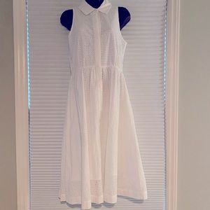 YMC white eyelet sleeveless shirt dress